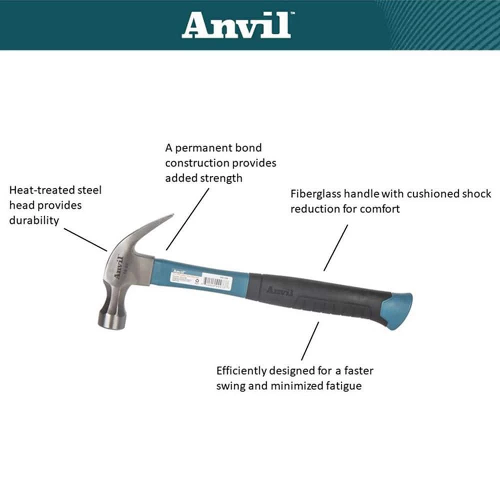 16 oz. Fiberglass Claw Hammer by Anvil 4 16 oz. Fiberglass Claw Hammer by Anvil - Image 2
