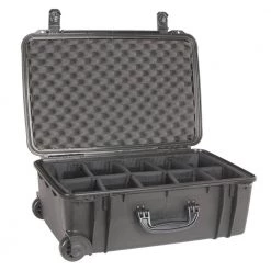 23.96 in. L x 16 in. W x 10.10 in. H, Large Rolling Watertight Case with Dividers in Black by Seahorse