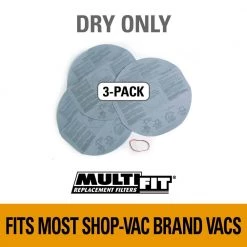 Disposable Dry Filter with Retainer Band for Select Shop-Vac Branded Wet/Dry Shop Vacuums (3-Pack) by MULTI FIT -Toolocity Shop multi fit shop vacuum attachments vf2002 31 1000