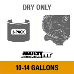 10 Gallon to 14 Gallon Dust Collection Bags for Shop-Vac Branded Wet/Dry Shop Vacuums (3-Pack) by MULTI FIT -Toolocity Shop multi fit shop vacuum attachments vf2005 31 1000
