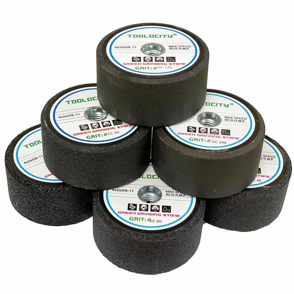 4 in. Silicon Carbide Green Grinding Stones 5/8-11 Thread for Granite, Marble and Quartz 240-Grit (Box of 10) by Toolocity 3 4 in. Silicon Carbide Green Grinding Stones 5/8-11 Thread for Granite, Marble and Quartz 240-Grit (Box of 10) by Toolocity