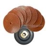 4 in. JHX Metal Bond Diamond Polishing Pad Set of 7 with 4 in. Back Holder Semi-Rigid for Polishing Granite/Concrete by Toolocity -Toolocity Shop toolocity polishing pads jhxr224set7 1 64 1000
