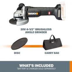 Power Share 20-Volt Cordless 4-1/2 in. Angle Grinder with Brushless Motor (Tool-Only) by Worx -Toolocity Shop worx angle grinders wx812l 9 44 1000