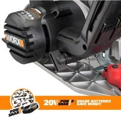 POWER SHARE 20-Volt 6-1/2 in. Circular Saw (Tool Only) by Worx -Toolocity Shop worx circular saws wx530l 9 66 1000