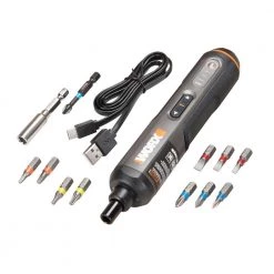 4-Volt Max Lithium-Ion Cordless Rechargeable Screwdriver Kit with Charger, Hard Shell Case and LED Lights by Worx -Toolocity Shop worx electric screwdrivers wx240l 4f 1000