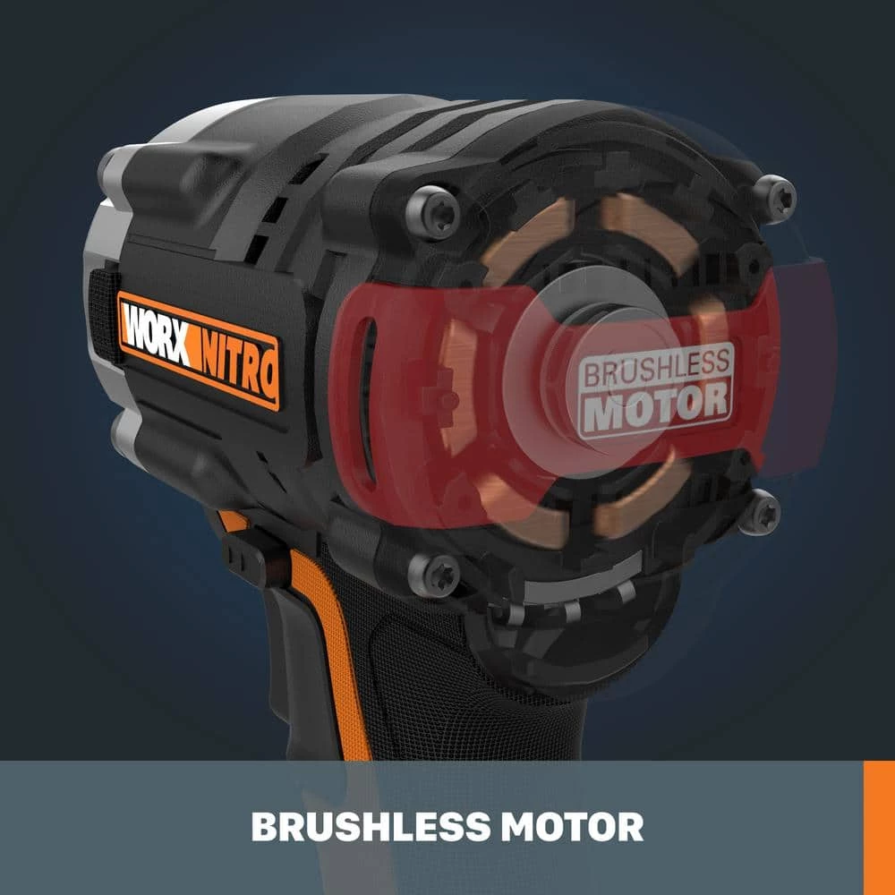Nitro PowerShare 20-Volt Cordless 1/2 in. Impact Wrench with Brushless Motor (Tool Only) by Worx 8 Nitro PowerShare 20-Volt Cordless 1/2 in. Impact Wrench with Brushless Motor (Tool Only) by Worx - Image 6