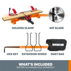 Power Share 20-Volt 7-1/4 in. Sliding Miter Saw with Clamping Feature (Tool-Only) by Worx -Toolocity Shop worx miter saws wx845l 9 fa 1000