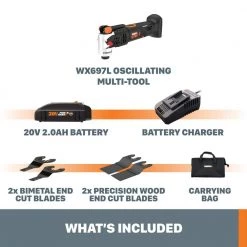 Nitro PowerShare 20-Volt Cordless Oscillating Multi-Tool with Brushless Motor (Battery and Charger Included) by Worx 21 Nitro PowerShare 20-Volt Cordless Oscillating Multi-Tool with Brushless Motor (Battery and Charger Included) by Worx -Toolocity Shop worx oscillating tools wx697l fa 1000