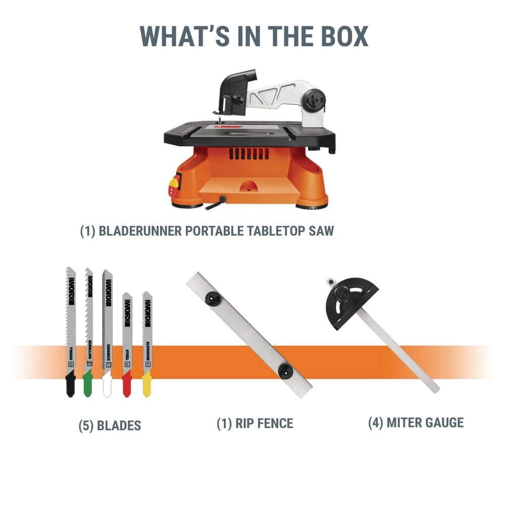 BladeRunner 4-in Spring Steel Blade 5.5 Amp Portable Table Saw by Worx 4 BladeRunner 4-in Spring Steel Blade 5.5 Amp Portable Table Saw by Worx - Image 2