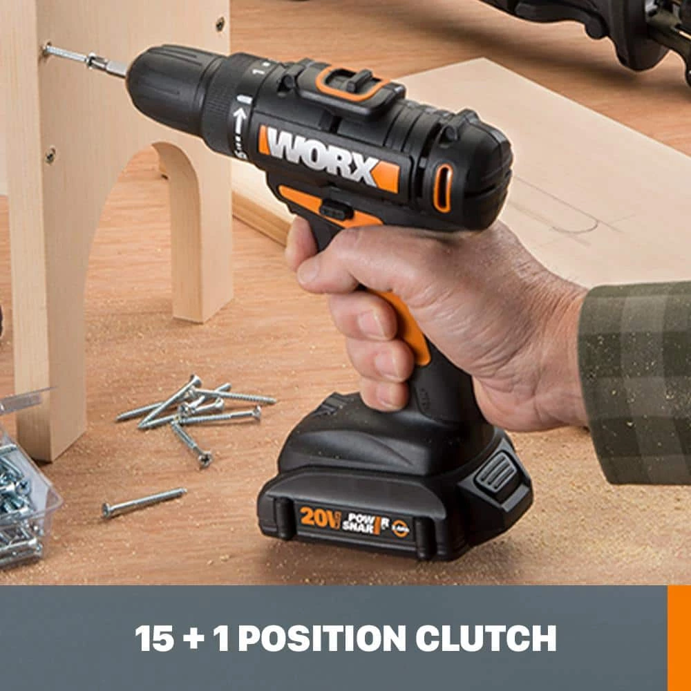 POWER SHARE 20-Volt Lithium-Ion Cordless 3/8 in. 2-Speed Drill Driver (Tool-Only) by Worx 8 POWER SHARE 20-Volt Lithium-Ion Cordless 3/8 in. 2-Speed Drill Driver (Tool-Only) by Worx - Image 6