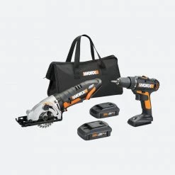 POWER SHARE 20-Volt Cordless 2-Tool Combo Kit w/Drill/Driver and Circular Worxsaw (2 Batteries and Charger Included)