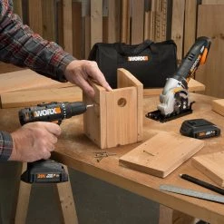 POWER SHARE 20-Volt Cordless 2-Tool Combo Kit w/Drill/Driver and Circular Worxsaw (2 Batteries and Charger Included) -Toolocity Shop worx power tool combo kits wx945l c3 1000