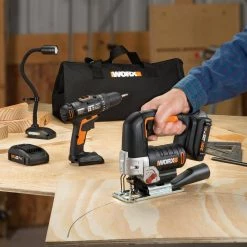 PowerShare 20-Volt 3-Tool Combo Kit with Drill/Driver, Jigsaw and Flexible LED Light (2 Batteries and Charger Included) by Worx -Toolocity Shop worx power tool combo kits wx958l c3 1000