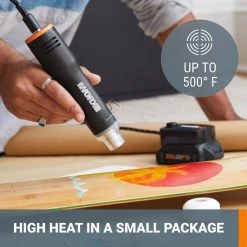 MakerX 20-Volt Cordless Rotary Tool Kit with Mini Heat Gun, 42 Accessories, Bag and Case (Battery and Charger Included) by Worx 25 MakerX 20-Volt Cordless Rotary Tool Kit with Mini Heat Gun, 42 Accessories, Bag and Case (Battery and Charger Included) by Worx -Toolocity Shop worx power tool combo kits wx989l 44 1000