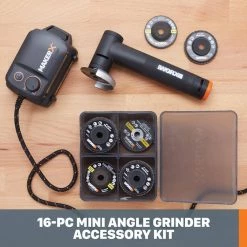 MakerX Angle Grinder Accessory Kit (16-Piece) by Worx -Toolocity Shop worx rotary tool accessory kits wa7212 1f 1000