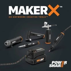 MakerX 20-Volt Wood and Metal Crafter Rotary Tool Attachment and 12 Accessories (Tool-Only) by Worx 16 MakerX 20-Volt Wood and Metal Crafter Rotary Tool Attachment and 12 Accessories (Tool-Only) by Worx -Toolocity Shop worx rotary tool attachments wx744l 9 c3 1000
