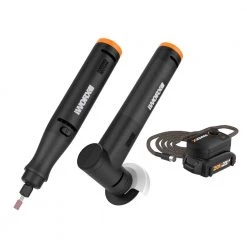 MakerX 20V Rotary Tool Kit with Grinding Tool, 4 Attachments and 46 Accessories (Battery and Charger Included) by Worx