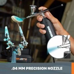 MakerX 20-Volt Rotary Tool Kit with Wood and Metal Crafter, Air Brush, 61 Accessories (Battery and Charger Included) by Worx -Toolocity Shop worx rotary tools wx993l fa 1000