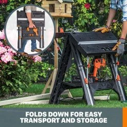 Pegasus Multi-Function Work Table and Sawhorse with Quick Clamps and Holding Pegs by Worx -Toolocity Shop worx saw horses wx051 31 1000