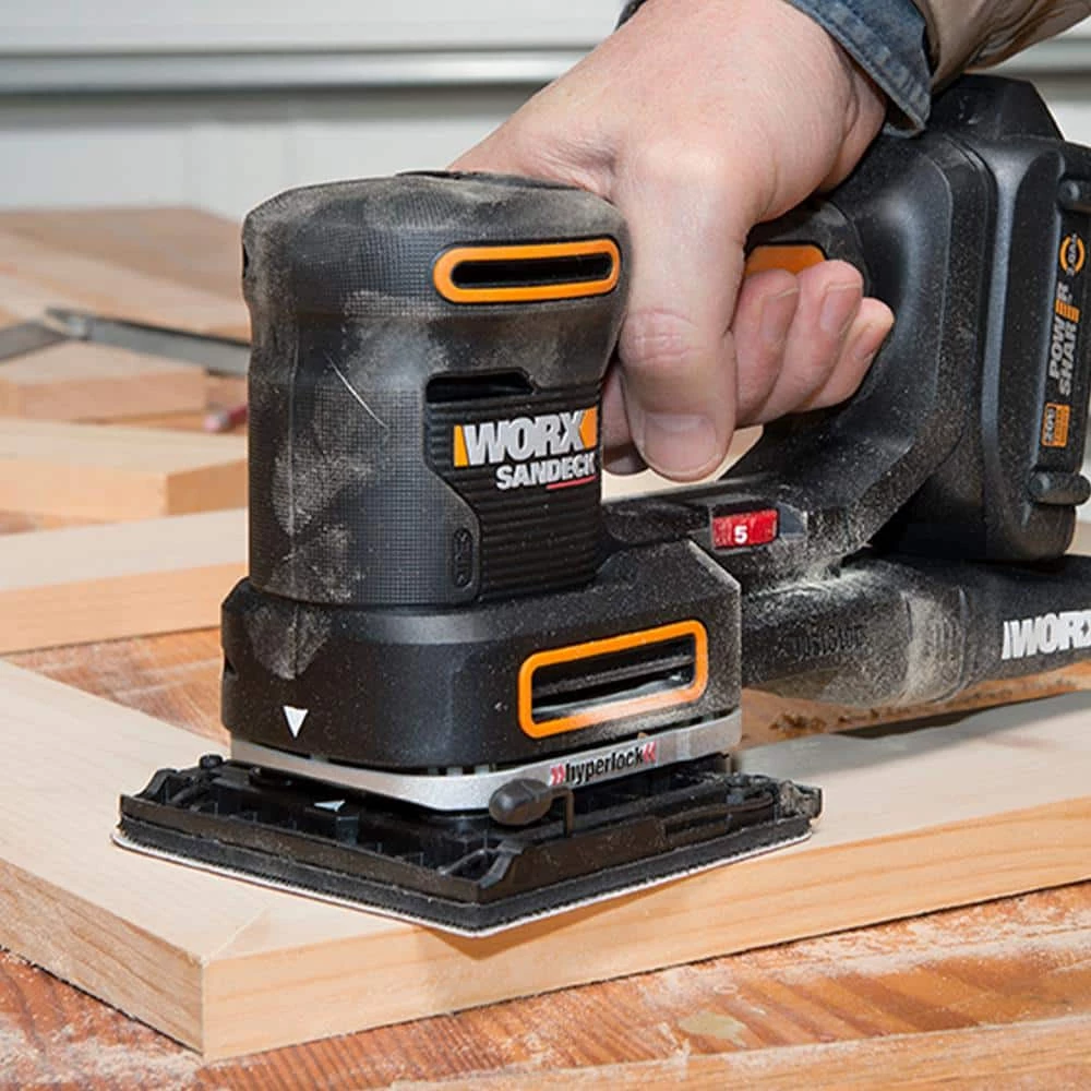 Power Share 20-Volt Sandeck Cordless 5 in. - 1 Multi-Sander with 5 Sanding Bases (Tool-Only) by Worx 8 Power Share 20-Volt Sandeck Cordless 5 in. - 1 Multi-Sander with 5 Sanding Bases (Tool-Only) by Worx - Image 6